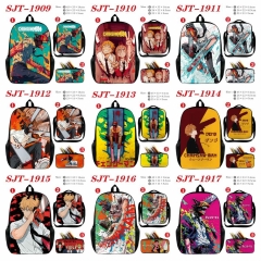 10 Styles Chainsaw Man Cartoon Anime Backpack Bag+Lunch Bag+Pencil Bag Set
