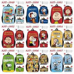 10 Styles Peanuts Cartoon Anime Backpack Bag+Lunch Bag+Pencil Bag Set
