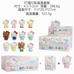 12PCS/SET 4.5-5.2cm Hello Kitty Cartoon Anime PVC Figure Toy