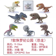Q版7款侏罗纪公园（恐龙） 手办，高约：9-10cm，重量：705g，包装：OPP袋装