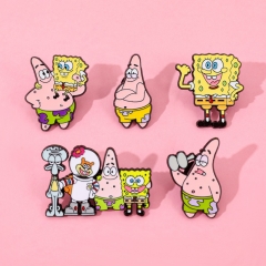 5 Styles SpongeBob SquarePants Cartoon Pin Anime Alloy Brooch