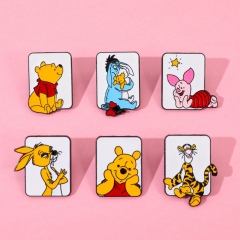 6 Styles Winnie the Pooh Cartoon Pin Anime Alloy Brooch
