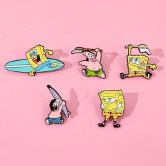 5 Styles SpongeBob SquarePants Cartoon Pin Anime Alloy Brooch