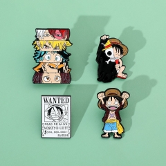 4 Styles One Piece Cartoon Pin Anime Alloy Brooch