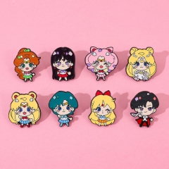 8 Styles Pretty Soldier Sailor Moon Cartoon Pin Anime Alloy Brooch