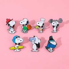 7 Styles Snoopy Cartoon Pin Anime Alloy Brooch