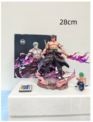 (with Light ）28cm One Piece Roronoa Zoro Cartoon Anime PVC Figure Figure