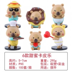 6款甜蜜卡皮巴拉 手办，高约：5-7cm，重量：295g，包装：OPP袋装