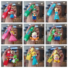 40 Styles Super Mario Bro Cartoon Anime PVC Figures Keychain
