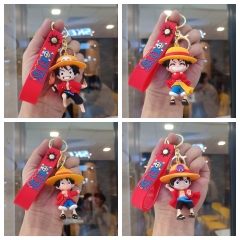 6 Styles One Piece Monkey D Luffy Cartoon Anime PVC Figures Keychain