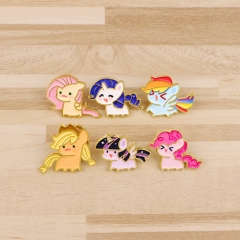 热门彩虹小马女孩动漫Q版可爱卡通周边金属徽章胸针