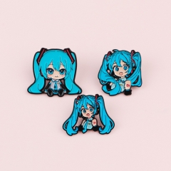 2 Styles Hatsune Miku Cartoon Pin Anime Alloy Brooch
