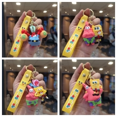 8 Styles SpongeBob SquarePants Cartoon Anime PVC Figures Keychain