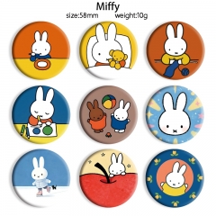 58mm 12 Styles Miffy Cartoon Pin Anime Tinplate Brooch