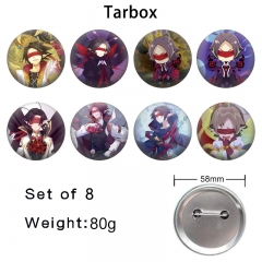 58mm 8PCS/SET Tarbox Cartoon Pin Anime Tinplate Brooch