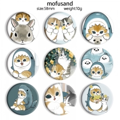 58mm 12 Styles Mofusand Cartoon Pin Anime Tinplate Brooch