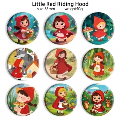 58mm 14 Styles Little Red Riding Hood Cartoon Pin Anime Tinplate Brooch