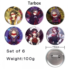 75mm 6PCS/SET Tarbox Cartoon Pin Anime Tinplate Brooch