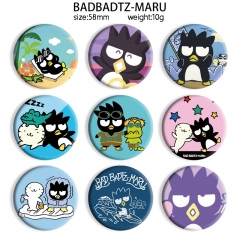 58mm 11 Styles Sanrio BADBADTZ-MARU Cartoon Pin Anime Tinplate Brooch
