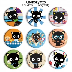 58mm 13 Styles Sanrio Chokokyatto Cartoon Pin Anime Tinplate Brooch