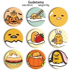 58mm 10 Styles Sanrio Gudetama Cartoon Pin Anime Tinplate Brooch