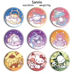 58mm 12 Styles Sanrio Cartoon Pin Anime Tinplate Brooch