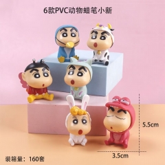 6款PVC动物蜡笔小新  5.5cm
