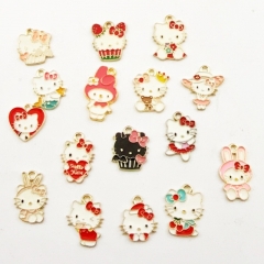 16 Styles 10PCS/SET Sanrio Hello Kitty Cartoon DIY Anime Alloy Pendant