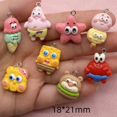 8 Styles 10PCS/SET SpongeBob SquarePants Cartoon DIY Anime Resin Pendant