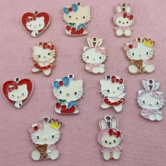 12 Styles 10PCS/SET Sanrio Hello Kitty Cartoon DIY Anime Alloy Pendant