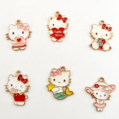 6 Styles 10PCS/SET Sanrio Hello Kitty Cartoon DIY Anime Alloy Pendant