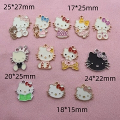 12 Styles 10PCS/SET Hello Kitty Cartoon DIY Anime Alloy Pendant