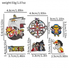 6pcs 海贼王周边胸针套装 万里阳光号 / 路飞三兄弟金属徽章