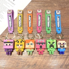 6 Styles Minecraft Cartoon Anime Figure Keychain