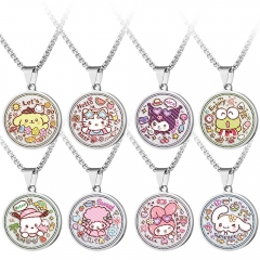8 Styles Sanrio Cartoon Anime Stainless Steel Necklace