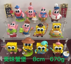 12PCS/SET 8cm SpongeBob SquarePants Cartoon Anime PVC Figure Toy