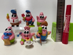 6PCS/SET 7-8CM SpongeBob SquarePants Patrick Star Cartoon Anime PVC Figures