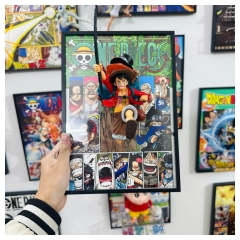 A4 One Piece Monkey D Luffy Stereographic 3D Framed Anime Figure Best Gift for Ornament
