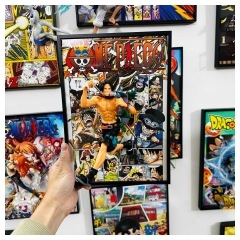 A4 One Piece Portgas·D· Ace Stereographic 3D Framed Anime Figure Best Gift for Ornament
