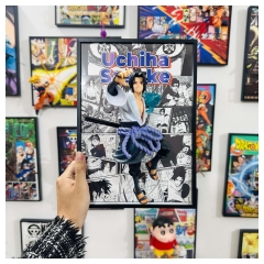 A4 Naruto Uchiha Sasuke Stereographic 3D Framed Anime Figure Best Gift for Ornament
