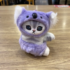 侧身猫咪卡通猫星人考拉小浣熊变装毛绒玩具可爱窗帘夹肩夹挂件