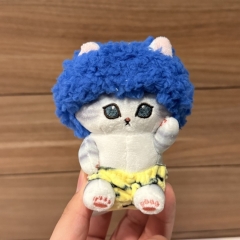 鲨鱼猫蓝色爆炸头猫咪毛绒公仔玩具礼物钥匙扣挂饰少女心礼物挂件