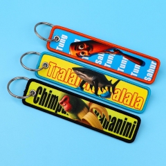 3 Styles Italian Brainrot Cartoon Woven Label Anime Lanyard Keychain