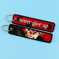 2 Styles Black Clover Cartoon Woven Label Anime Lanyard Keychain