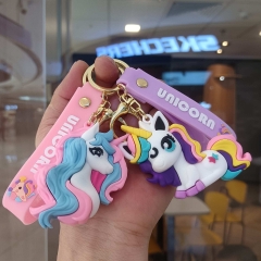 6 Styles Unicorn Cartoon Anime PVC Figures Keychain
