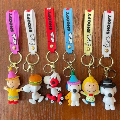 6 Styles Snoopy Cartoon Anime Plastic Figure Keychain