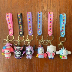 6 Styles Sanrio Kuromi Cartoon Anime Plastic Figure Keychain