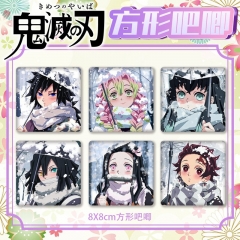 鬼灭大号方形吧唧雪地系列PET双闪徽章8cm马口铁谷子新款胸章