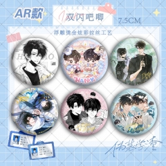 AR款PET双闪吧唧新款盗墓徽章浮雕冷烫工艺吴邪AR胸章马口铁谷子