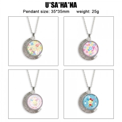 11 Styles Sanrio U'SA*HA'NA Cartoon Double-Sided Rotation Anime Alloy Necklace